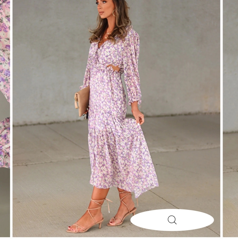 ALWAYS A GAL FLORAL SIDE CUTOUT MIDI DRESS